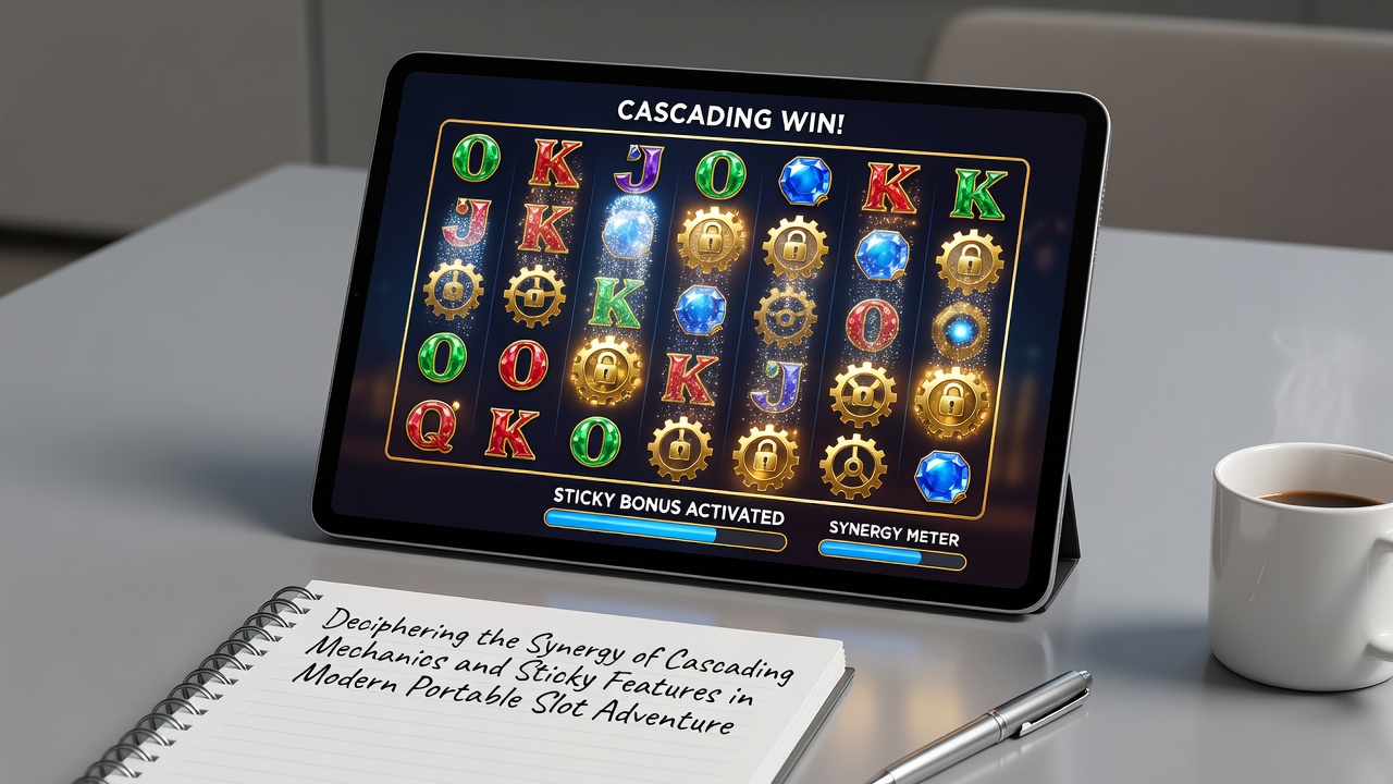 Mobile slot screen displaying sticky symbols locked during a cascading sequence