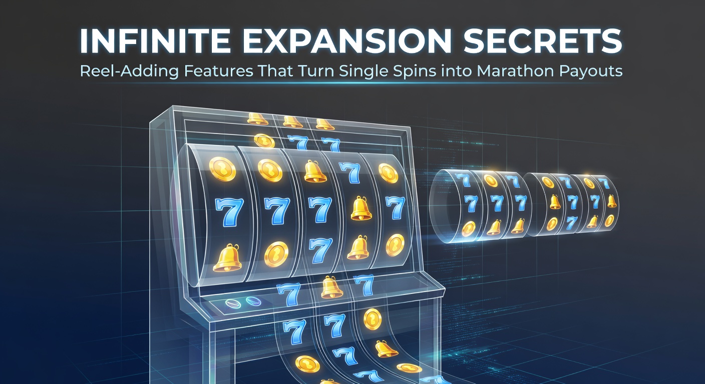 Animated slot reels expanding dynamically during a bonus round, showing symbols cascading across newly added columns for extended play sessions