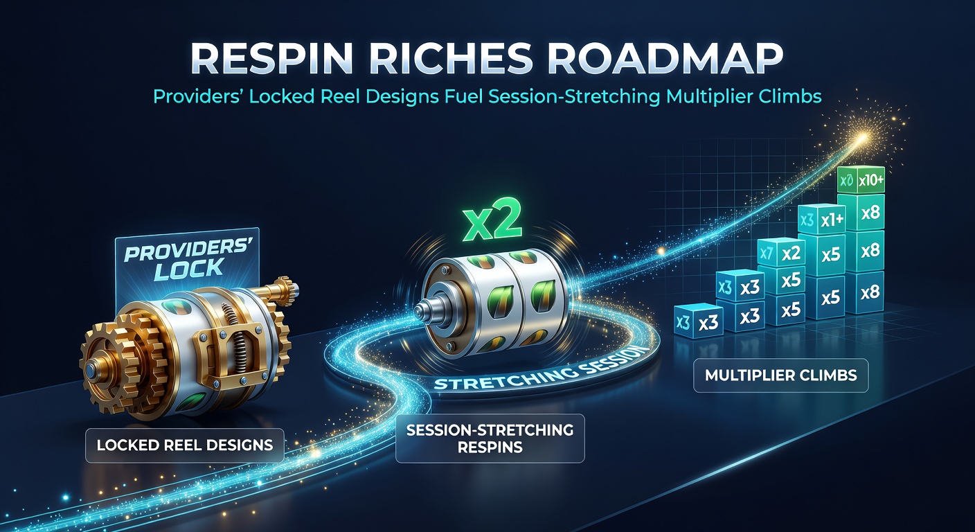 Vibrant slot screen showing locked reels with glowing multipliers climbing during a respin sequence, highlighting golden coins and escalating win lines