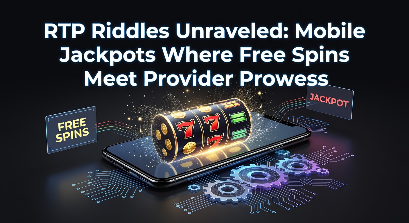 Vibrant slot reels spinning on a mobile screen, highlighting RTP percentages and jackpot counters glowing brightly amid cascading free spins symbols