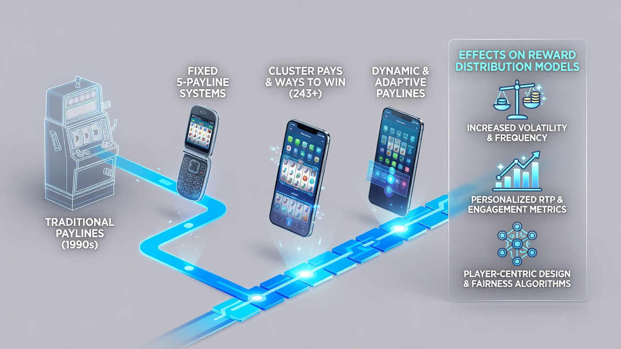 Historical progression from traditional paylines to modern alternatives in mobile slot interfaces